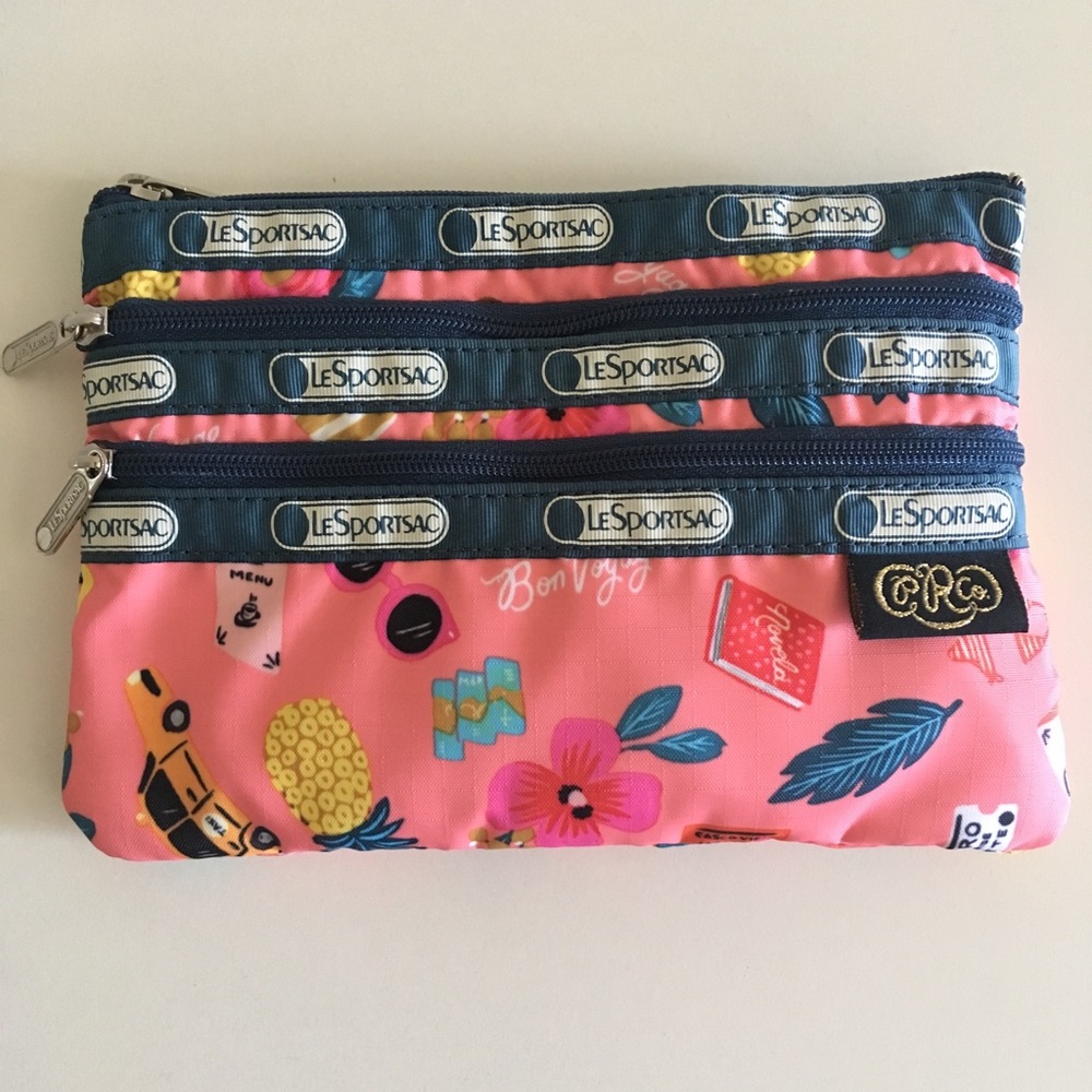 Lesportsac Rifle Paper Co 3zip Cosmetic Bag